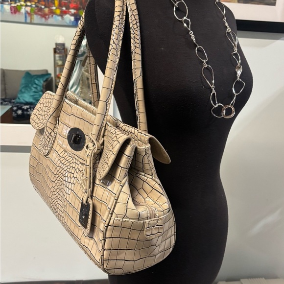 Y2K❤️Govali Crocodile-Embossed Cream Handbag - Picture 2 of 11